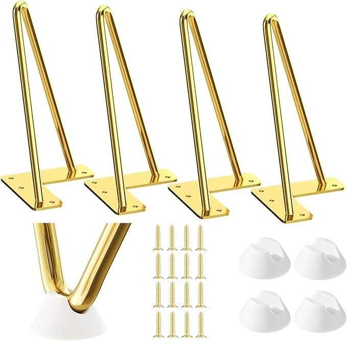 Nogi meblowe metalowe 20 cm złote komplet 4 szt