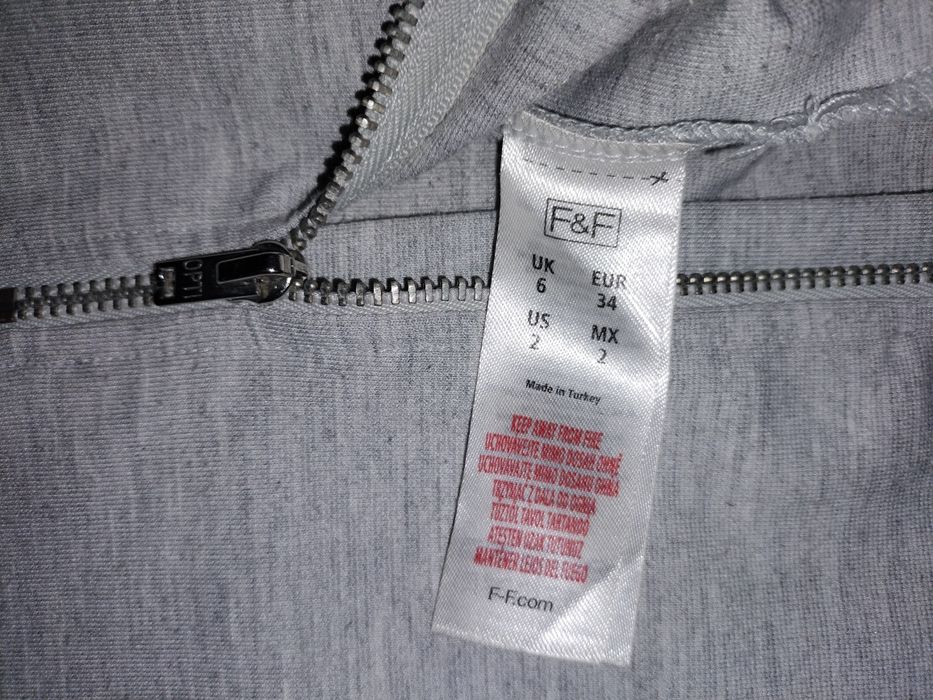 Spódnica ołówkowa szara tuba dresowa suwaki asymetryczna 34 XS f&f