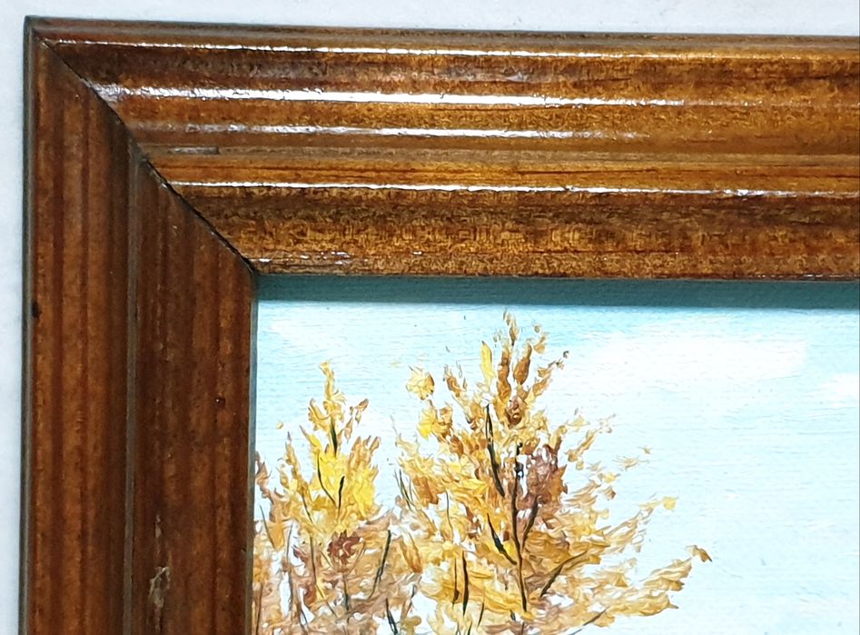 Linda pequena pintura  de paisagem em óleo sobre tela assinada