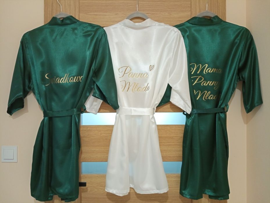 Komplet szlafroków ślubnych dla Panny Młodej, Świadkowej i Mamy