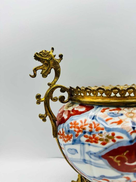 Porcelanowa Żardiniera Imari Brąz Antyk XX