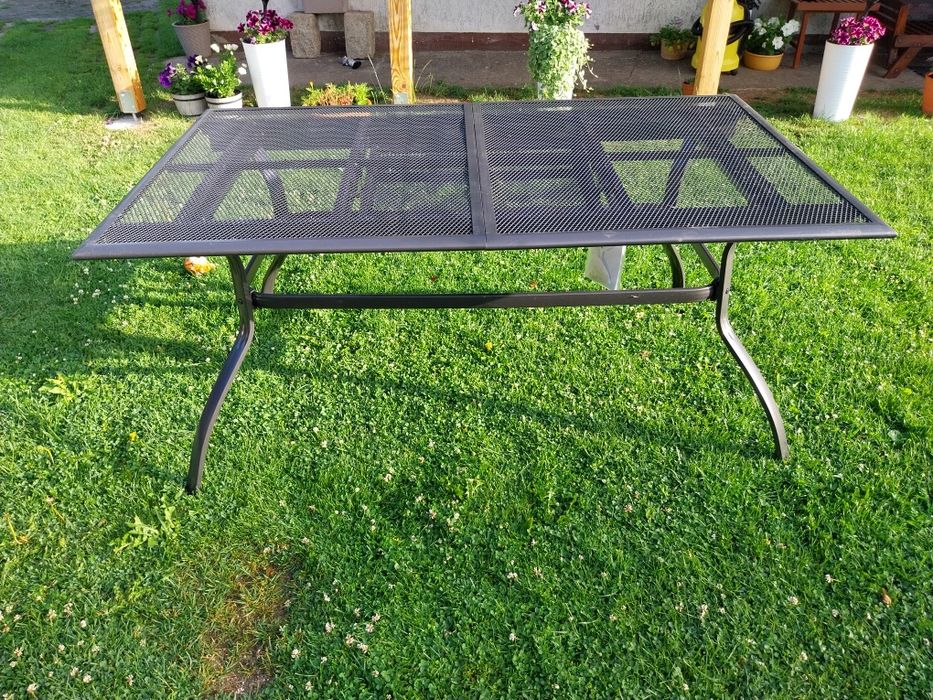 Stół ogrodowy aluminiowo szklany