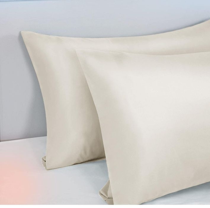 Zestaw 2 poszewek na poduszkę 40 x 70 cm 100% mikrofibra beżowe nowe