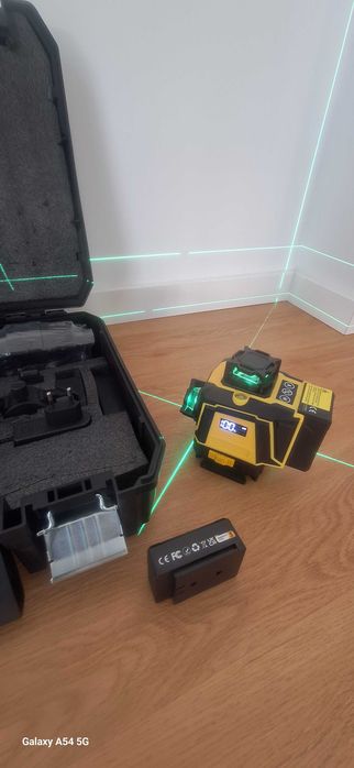 Nível Laser 16 Linhas 4D com 2 Baterias cabeças rotativas Tripé autonivelante pladur teto mosaico pedreiro pavimento chão azulejo parede íman
