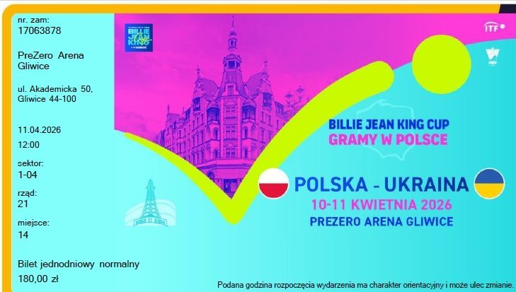 Sprzedam bilety Billie Jean Cup