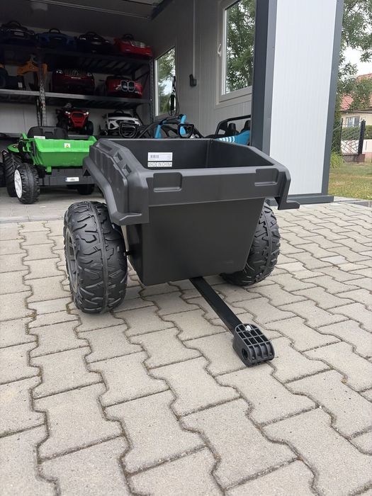 Przyczepa Przyczepka do Quad Auto na akumulator Zaczep + łopatka i grabki