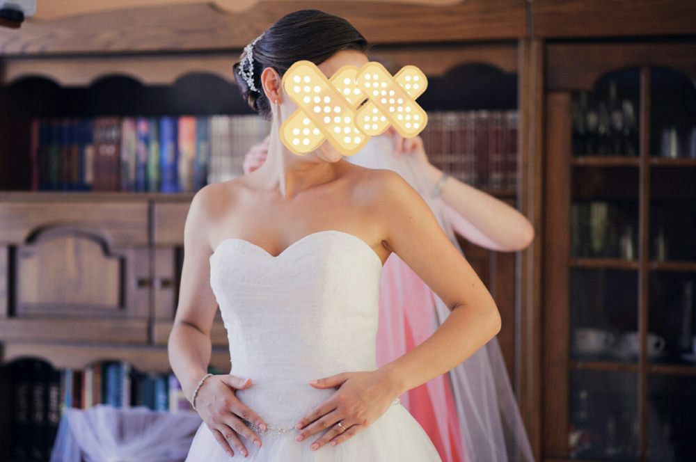 Suknia ślubna SWEETHEART 6014 biała tiulowa gratis halka