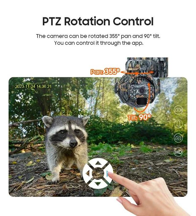 Câmara vigilância solar 4G rotativa exterior verde tropa 360º