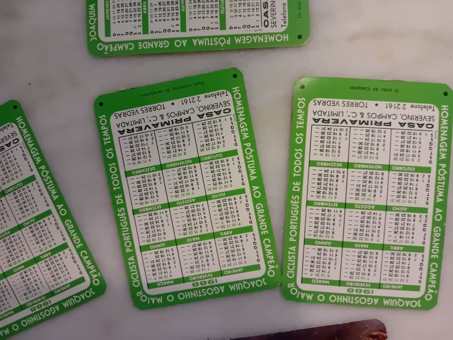 Conjunto de 5 Calendários de Bolso Antigos Joaquim Agostinho