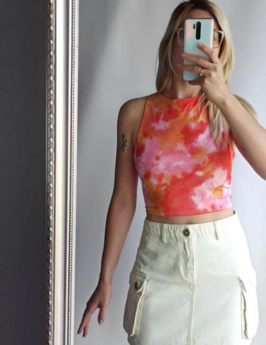 Boohoo Топ со шнуровкой на спине тай дай
