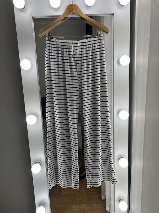 Штани брюки у рубчик трикотажні якісні палаццо широкі на резинці