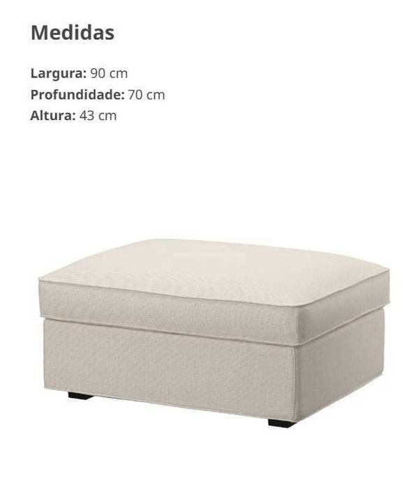 SOFÁ KIVIK 3 lugares com chaise longue + Repousa Pés