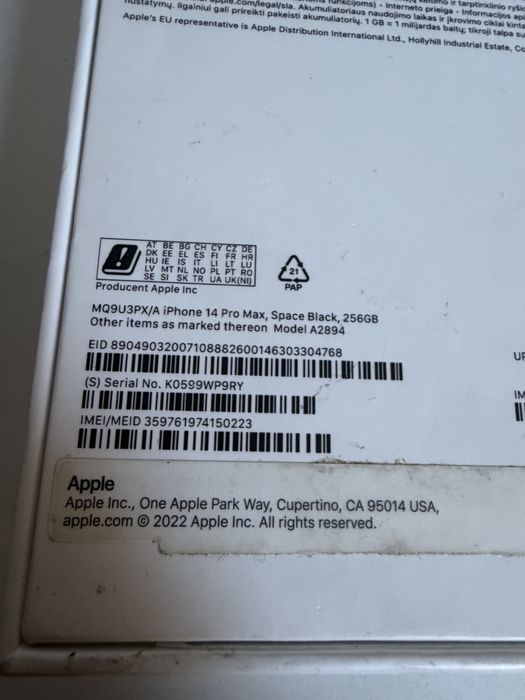 Bateria 100% iPhone 14 Pro Max 256gb Black