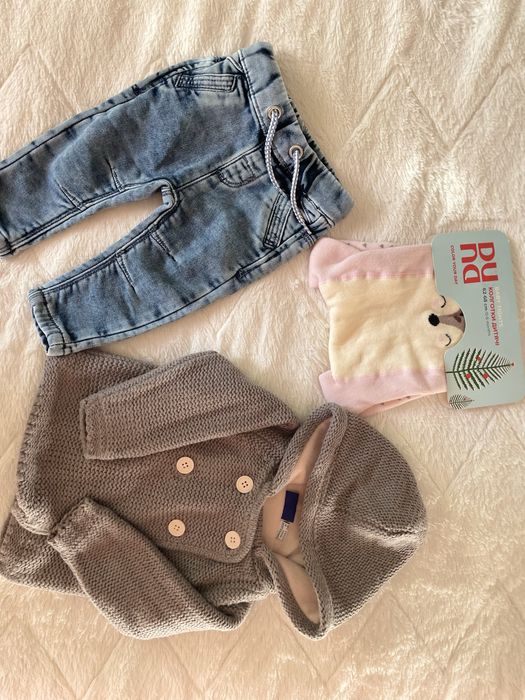 Зимові речі лот : кофта Lupilu(лупілу),джинси/штанці, колготки 0-6 міс