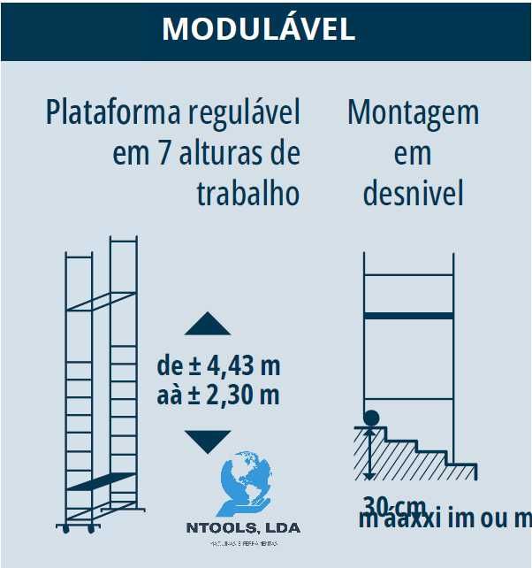 Andaime AlturaTrab 4.40Mt Exterior/Interior Alumínio Fácil Montagem