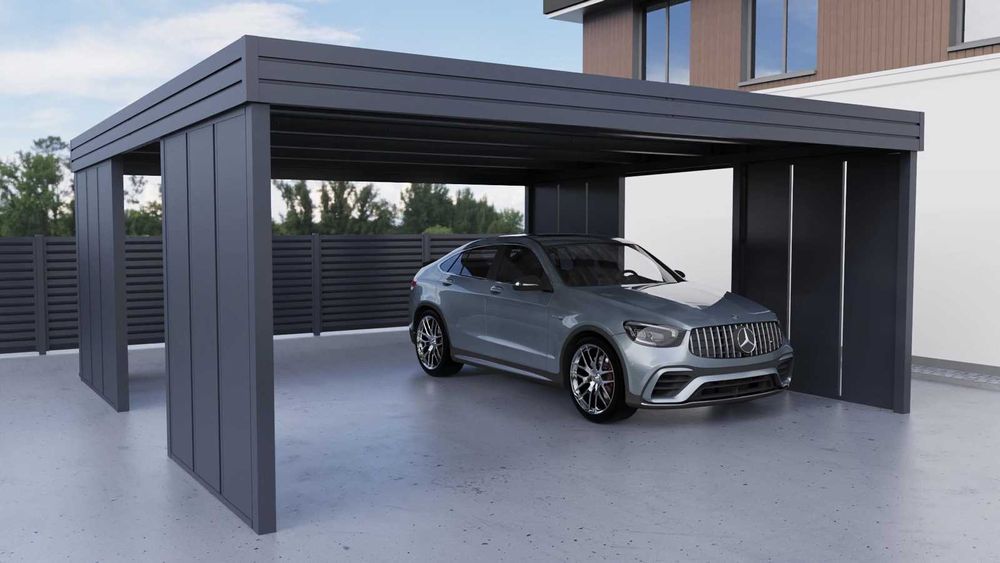 Wiata na 2 Auta 5,5x5,5m | MODUŁOWA PION | Solidna Stal 100x100