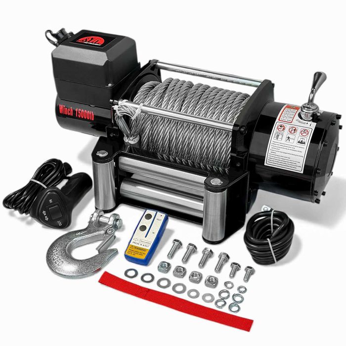 Лебідка 15000 Lbs (6800кг 12V) електрична лебідка на евакуатор, лафет