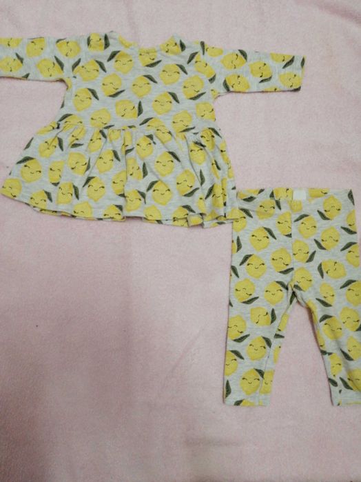 Komplet bawełniany dla dziewczynki sukienka + legginsy 62