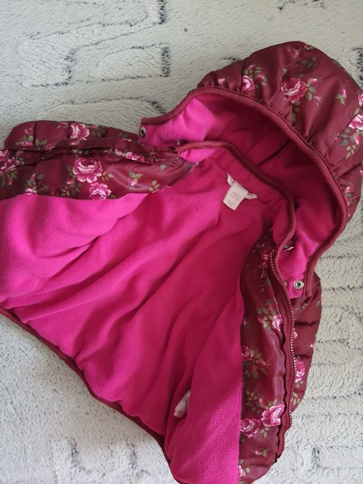 Kurtka zimowa w kwiatuszki h&m 2-4 miesiące 62cm
