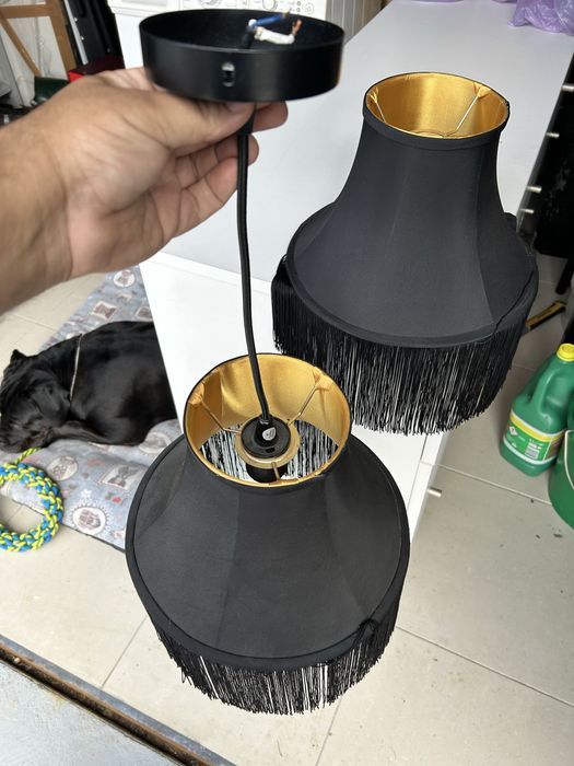 Candeeiro abajur preto dourado 2 unidades