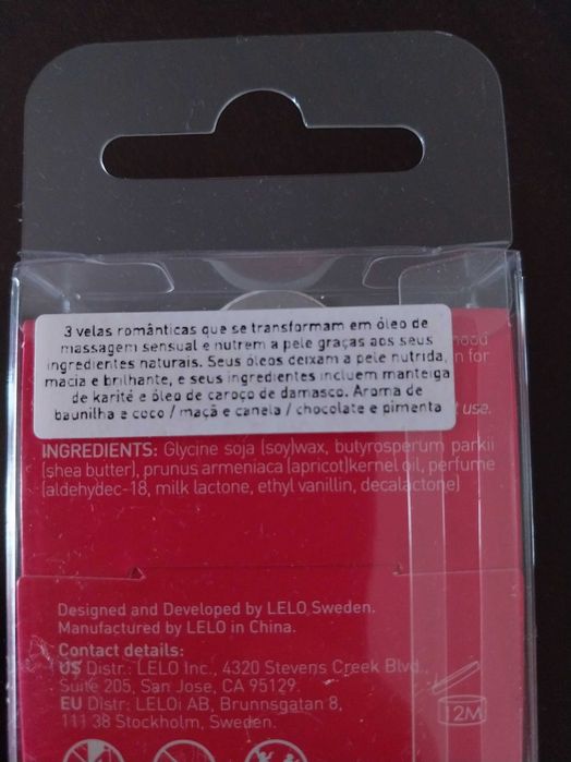 Lote 3 velas de massagem, românticas