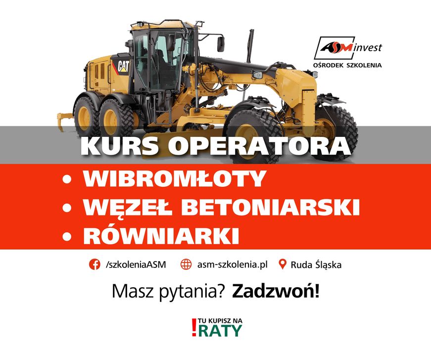 1900zł - Kurs Równiarki Urządzenia do pogrążania Betoniarnia 13.04.26