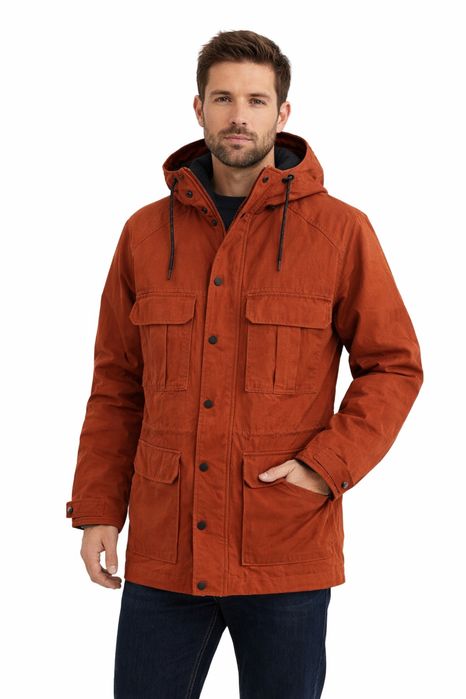 Kurtka męska NEXT L parka ruda (rdza) kaptur jesień zima outdoor