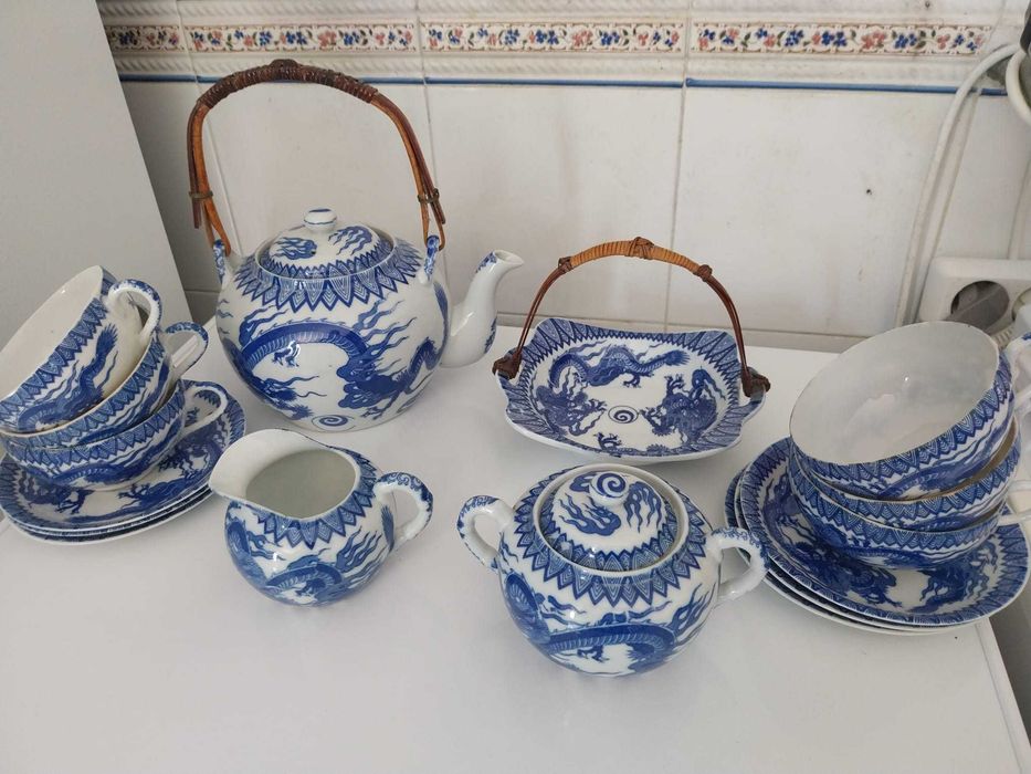 Serviço de chá motivos chineses