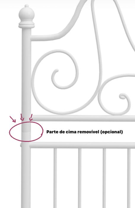 Cama Branca em ferro + Estrado Metálico