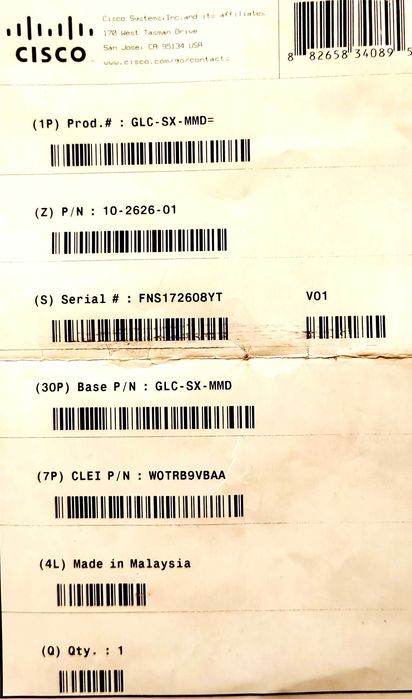 NOWE Cisco 10 - 262601 Cisco BASE P/N GLC SX MMD MODUL