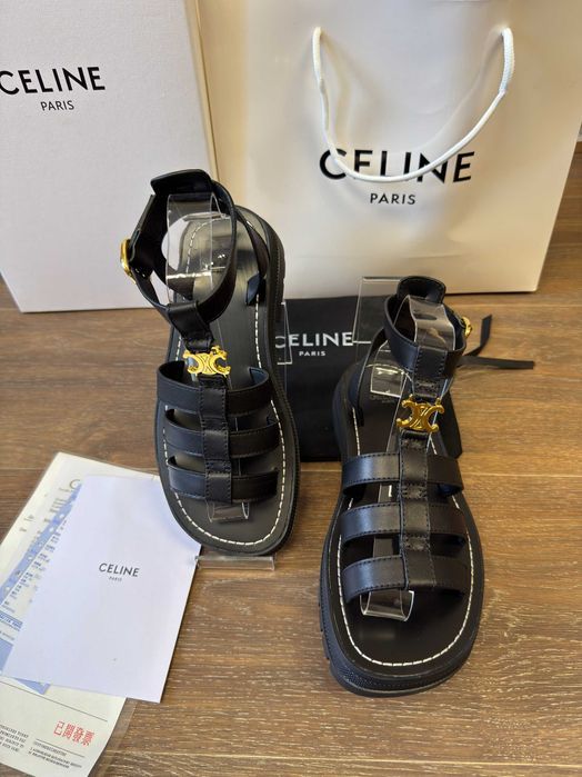 ‼️АКЦІЯ / Останні Розміри‼️Босоніжки Gladiator Celine Clea Triomphe Black/ Босоножки Celine /Сандалі Селіне