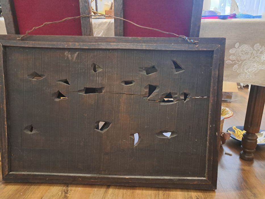 Francuski panel ścienny z rzeźbionego dębu w stylu art déco