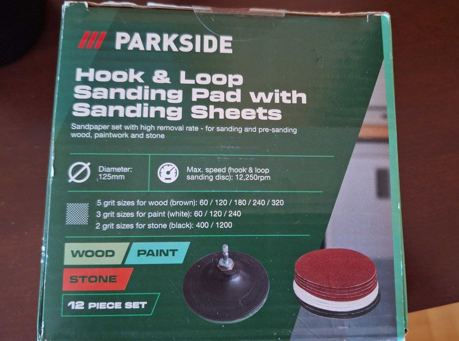 12 elementowy zestaw tarcz szlifierskich na rzep Parkside 125mm