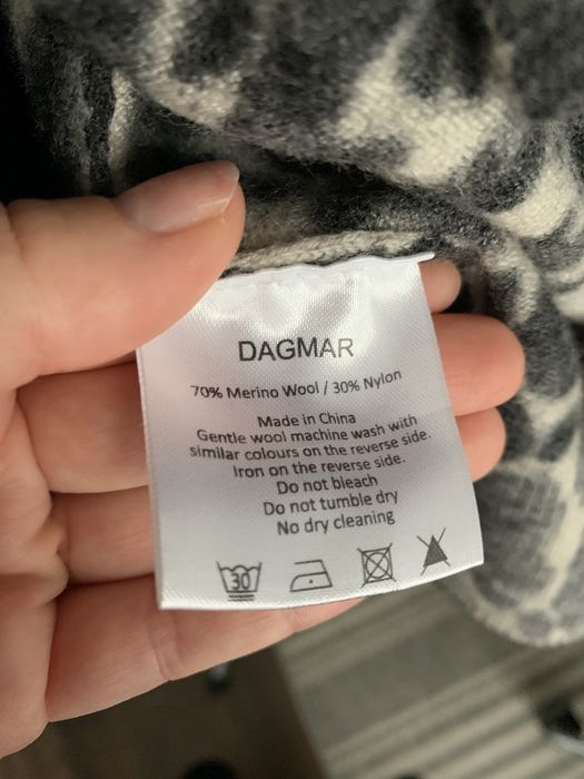 Prepair wełniany kardigan sweter w panterkę wełna merino wool 38 M
