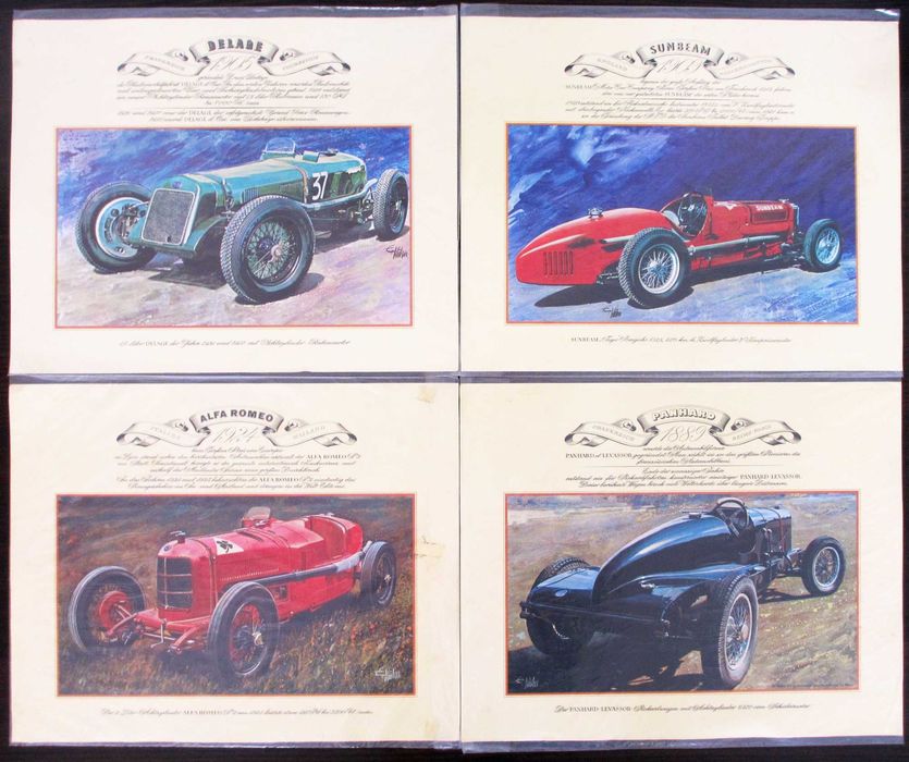 Automóveis clássicos de competição - 10 gravuras