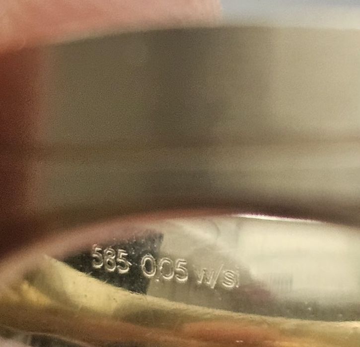 Pierścionek obrączka złota próba 585  + diament 0,05ct