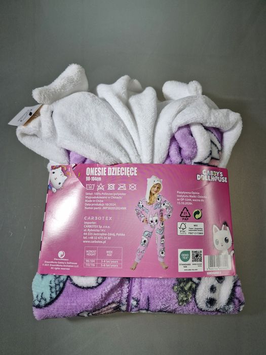 Koci Domek Gabi Kombinezon Pluszowy Piżama z Kapturem Rozmiar 98-104