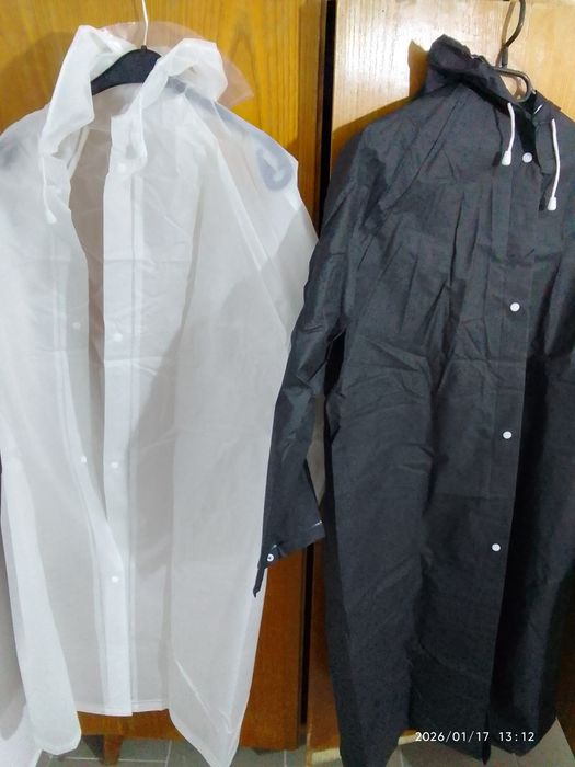 Płaszcz przeciwdeszczowy damski,męski, czarny, biały