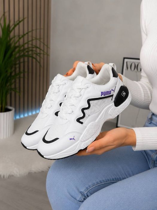 Последняя пара! Женские кроссовки Puma белые | Размер 38 (стелька 24 см) | Легкие повседневные кроссовки