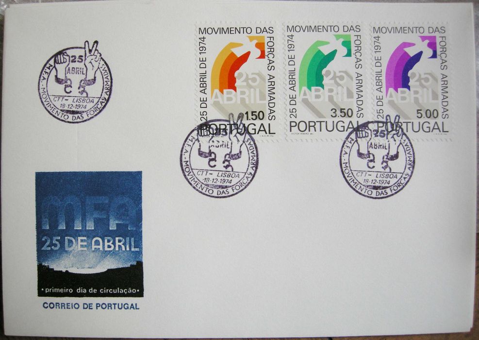 Filatelia selos e FDC 1974 ano completo 25 Abril oferta 1975