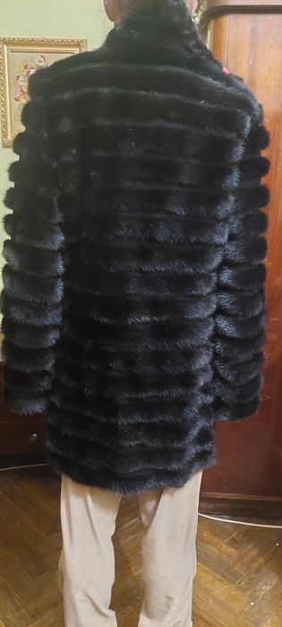 Розкішна норкова куртка. Натуральне хутро. XXXL. Чорна, поперечка.