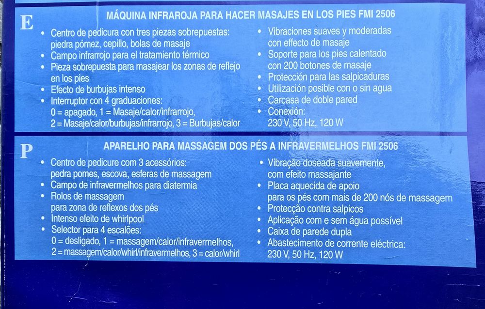 Massajador de pés com hidromassagem e infravermelhos novo em caixa