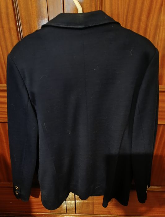 Blazer de malhinha azul,  feito por modista, LX