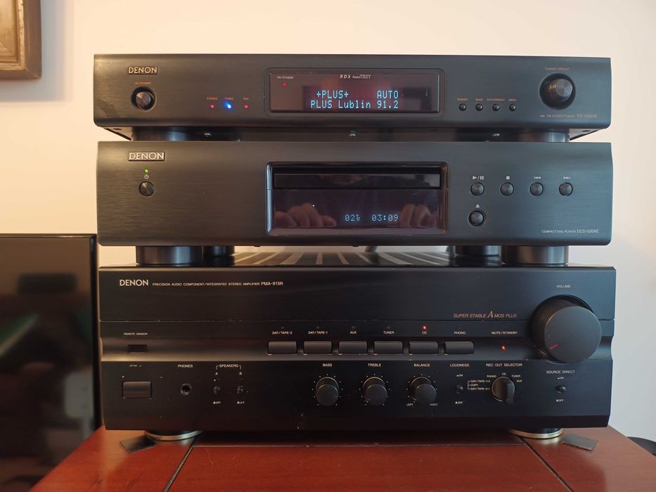 Wieża stereo wzmacniacz Denon PMA-915R, odtwarzacz DCD-520AE, tuner TU-1500AE