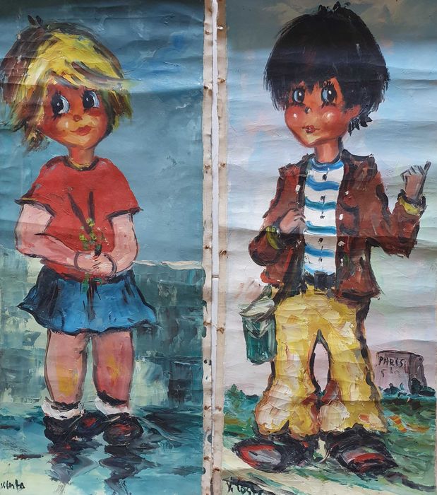 Dois Óleos sobre tela, originais V. Costa, Anos 60