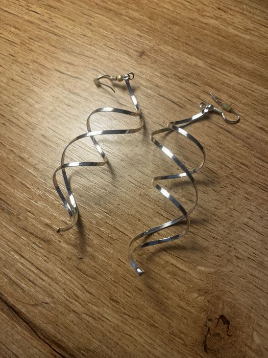 Srebrne kolczyki 925 sprężyny 10 cm duże efektowne wiszące