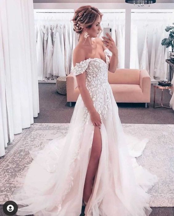 Suknia ślubna Justin Alexander kolor nude styl boho