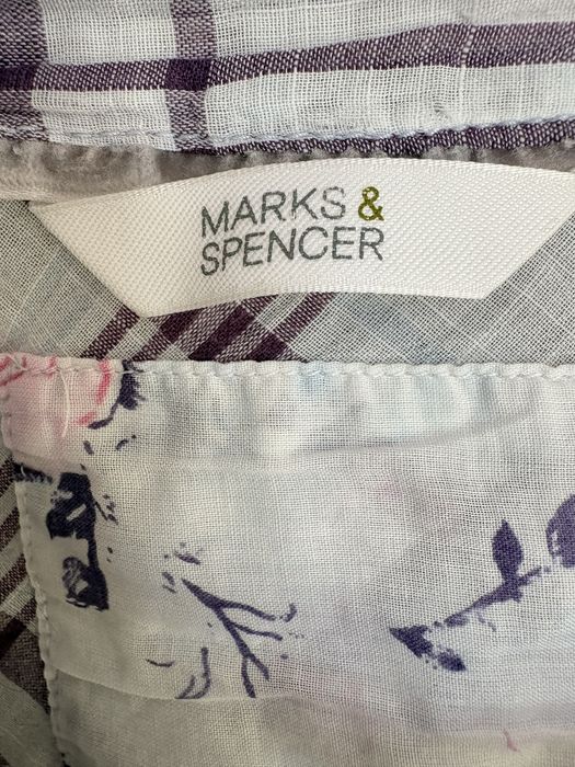 Letnia tunika M&S bawełna krata fioletowa 3/4