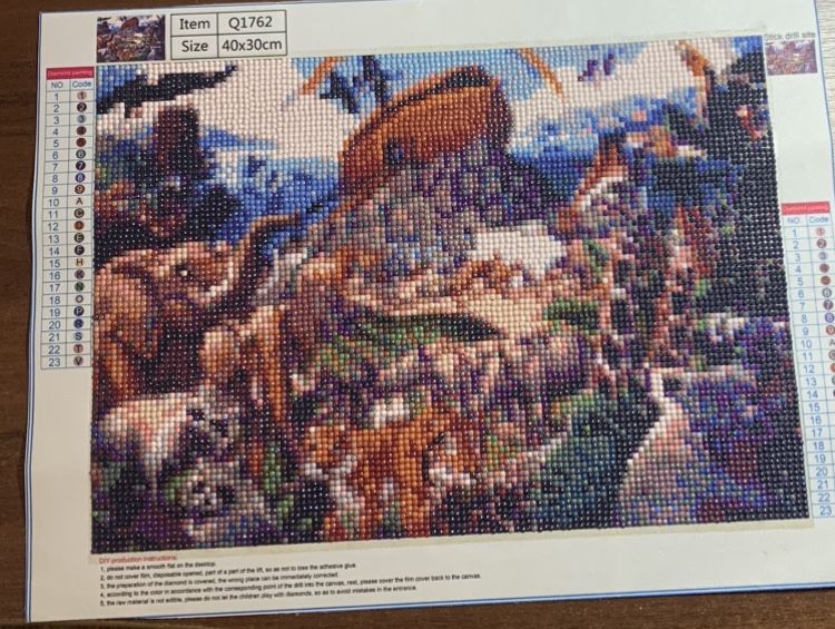 Готовая алмазная мозаика круглыми стразами 40*30 животные