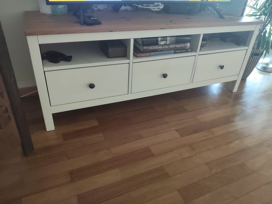 Móvel TV IKEA HEMNES (Branco/Madeira) - 148x47x57 cm